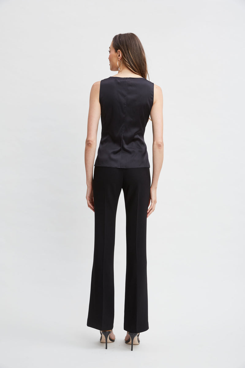 Silk Satin Sleeveless Ruffle Top