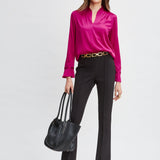 Silk Satin Contour Neck Shirt