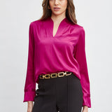 Silk Satin Contour Neck Shirt