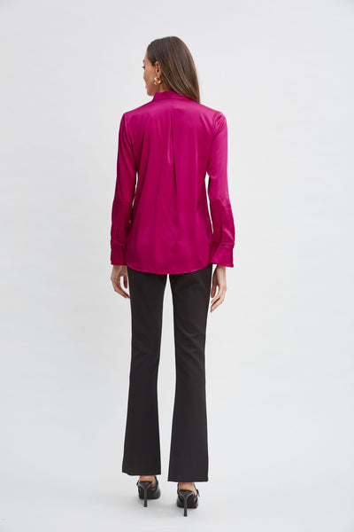 Silk Satin Contour Neck Shirt Image 3