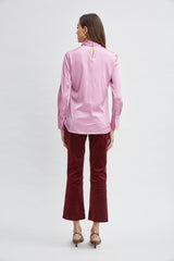 Silk Satin Twist Neck Shirt