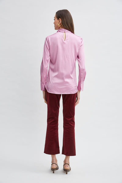 Silk Satin Twist Neck Shirt Image 2