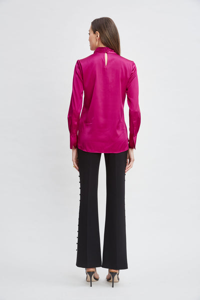 Silk Satin Twist Neck Shirt Image 5