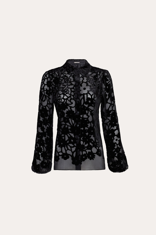 Burnout Silk Velvet Burnout  Shirt