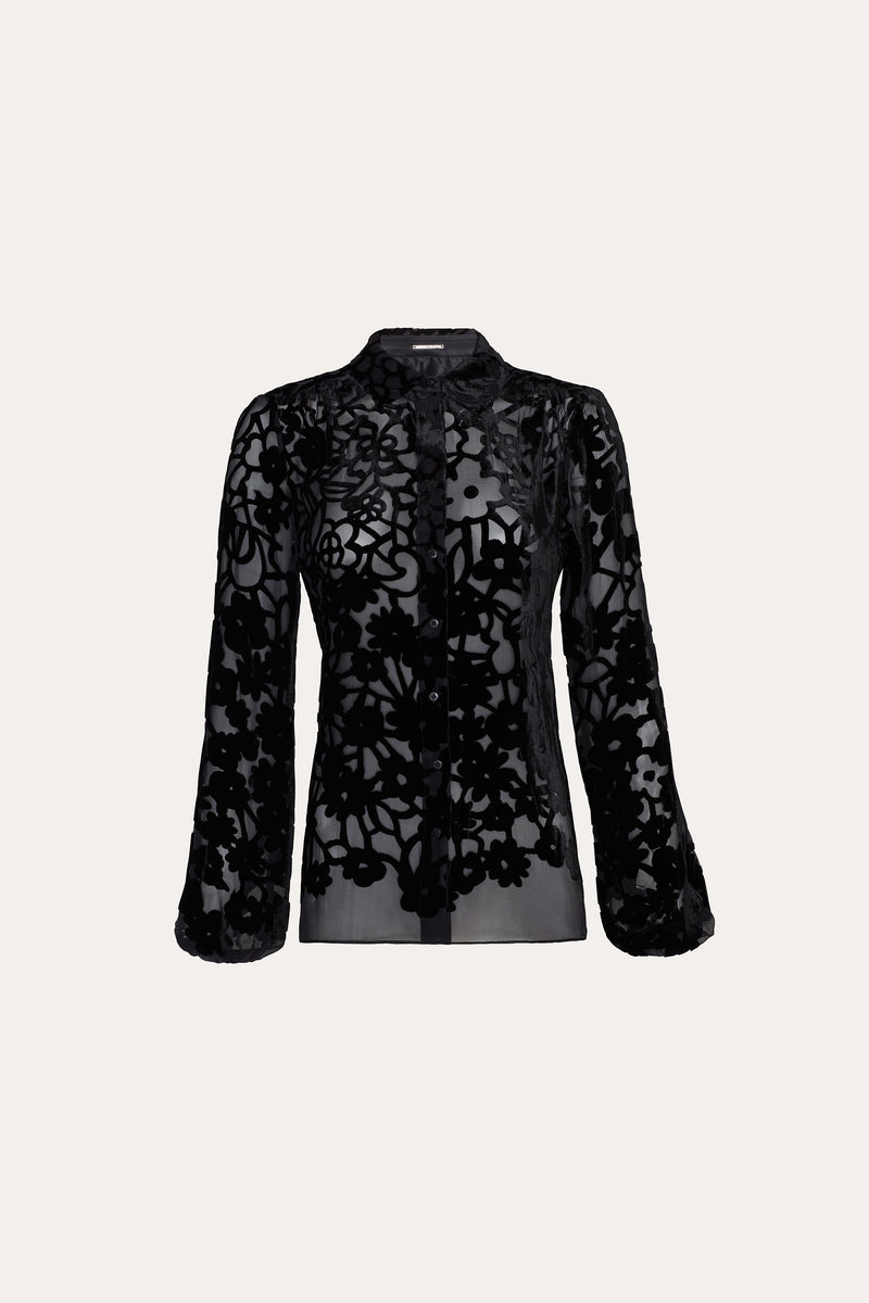 Burnout Silk Velvet Burnout  Shirt