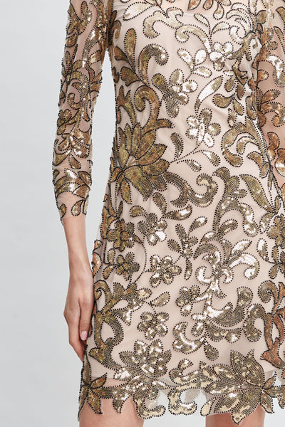 Floral Sequin Long Sleeve Dress Image 5