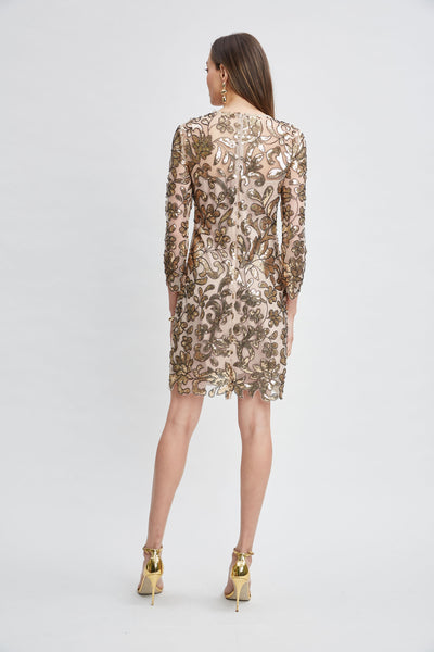 Floral Sequin Long Sleeve Dress Image 6