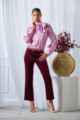 Silk Chiffon Sleeve Tie Shirt