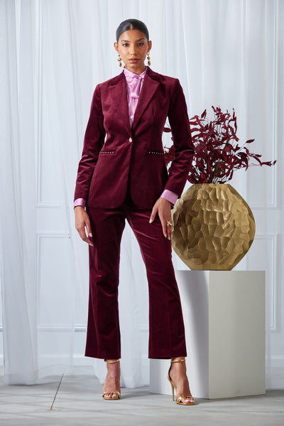 Single Button Velvet Blazer Image 4