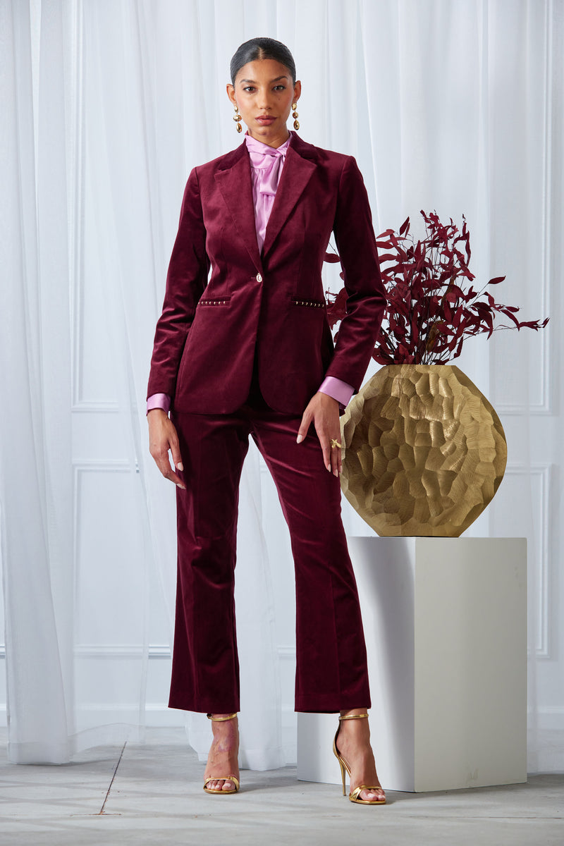 Single Button Velvet Blazer