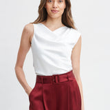 Satin Crystal Cowl Top