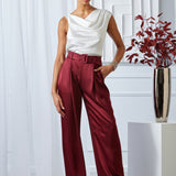 Satin Crystal Cowl Top