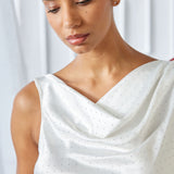 Satin Crystal Cowl Top