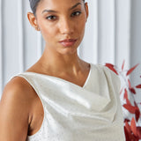 Satin Crystal Cowl Top