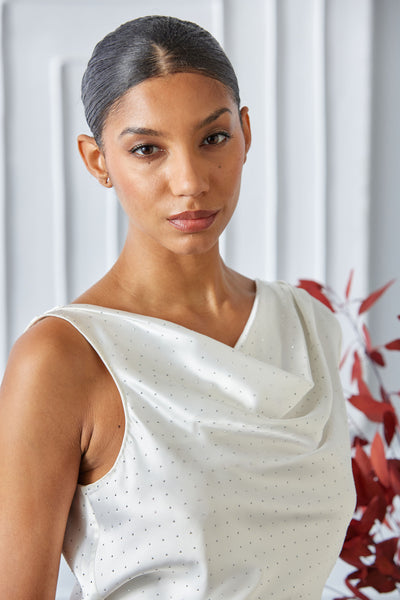 Satin Crystal Cowl Top Image 8