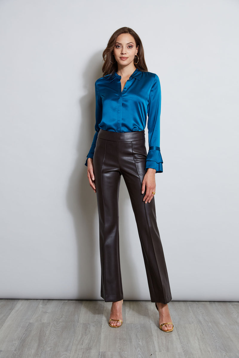 – Satin Silk Cuff Ruffle Tahari Elie