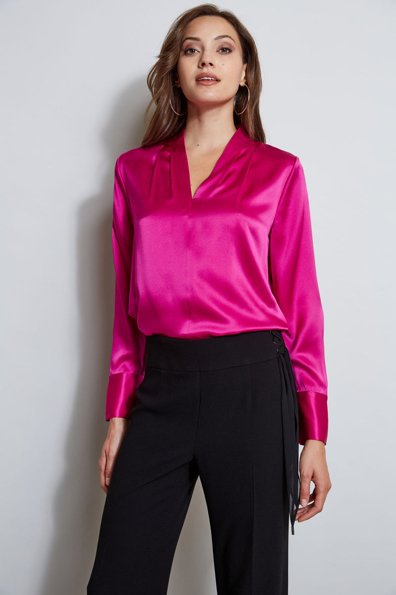 Silk Satin Contour Neck Shirt