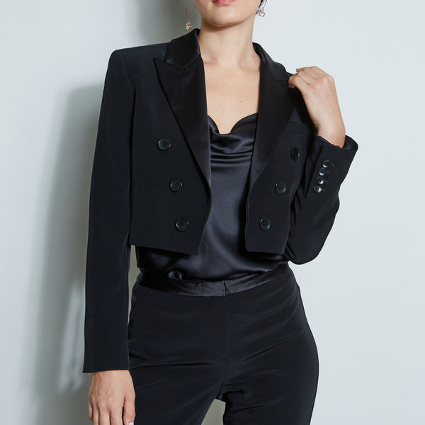 Cropped tuxedo jacket discount