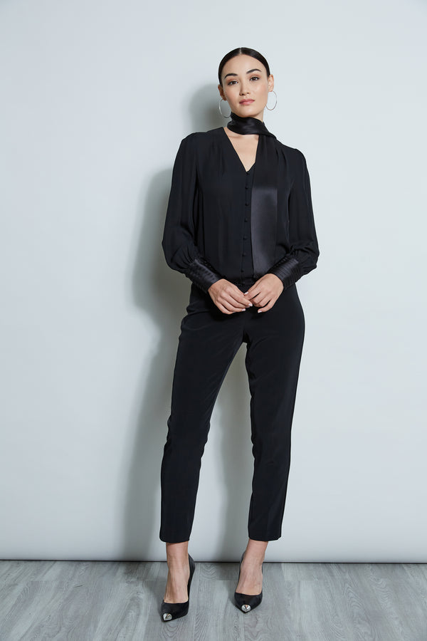 Blouson Satin Tie Shirt