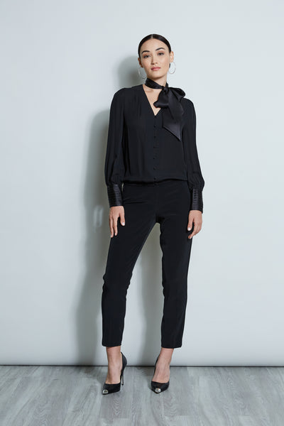 Blouson Satin Tie Shirt Image 4