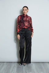 Silk Burnout Twist Blouse