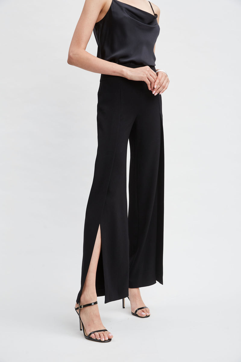 Crepe Overlay Slit Pant