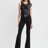 Satin Crystal Cowl Top
