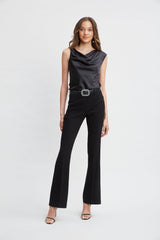 Satin Crystal Cowl Top