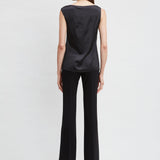 Satin Crystal Cowl Top