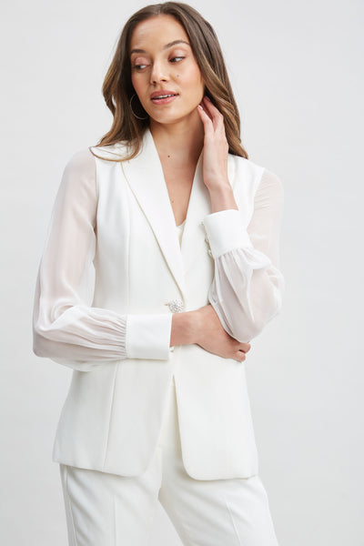 Chiffon Sleeve Jewel Button Blazer Image 3