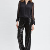 Silk Blouson Button Shirt