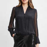 Silk Blouson Button Shirt