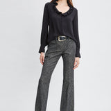Silk Ruffle Neck Shirt
