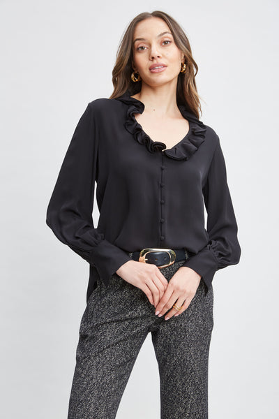 Silk Ruffle Neck Shirt Image 3