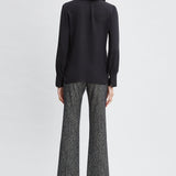 Silk Ruffle Neck Shirt