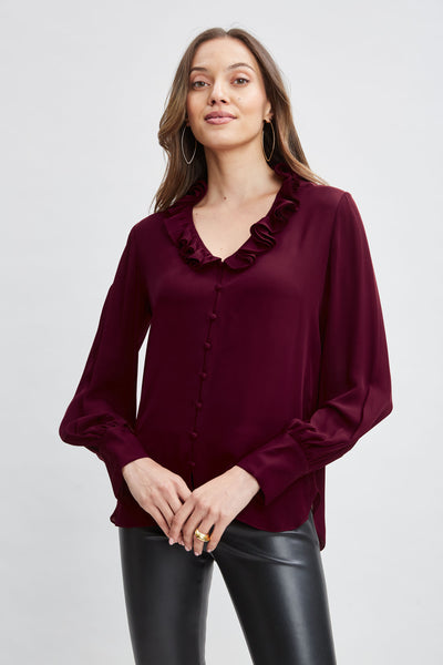 Silk Ruffle Neck Shirt Image 3