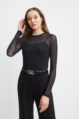 Crystal Mesh Long Sleeve Knit