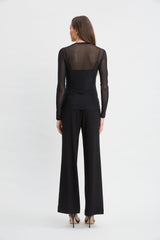 Crystal Mesh Long Sleeve Knit