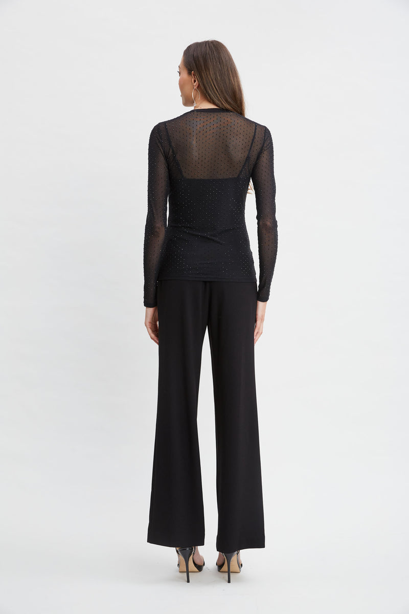 Crystal Mesh Long Sleeve Knit