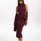 FRANKIE RIB SWEATER SKIRT in JESTER RED