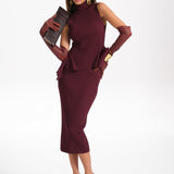 FRANKIE RIB SWEATER SKIRT in JESTER RED