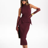 FRANKIE RIB SWEATER SKIRT in JESTER RED