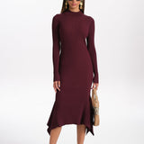 FIONA RIB SWEATER DRESS in JESTER RED