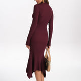 FIONA RIB SWEATER DRESS in JESTER RED