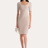 Short Sleeve Square Neck Cotton Dress