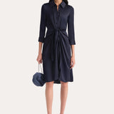 Satin Tie Shirt Dress
