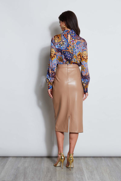 Midi Vegan Leather Wrap Skirt Image 3