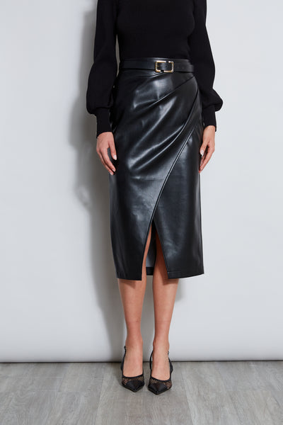 Vegan Leather Wrap Skirt Image 2