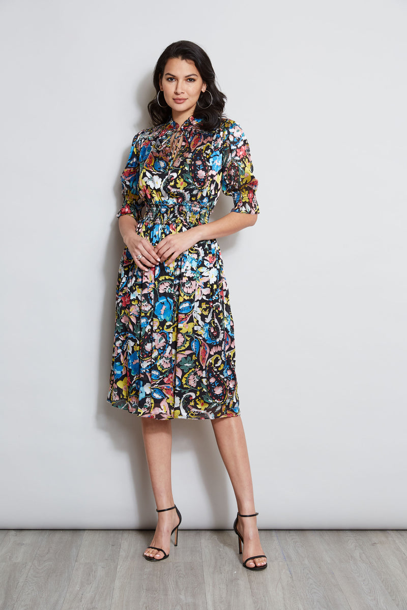 Burnout Floral Paisley Dress