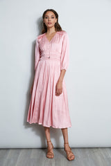 Satin Smocked Pleat Dress